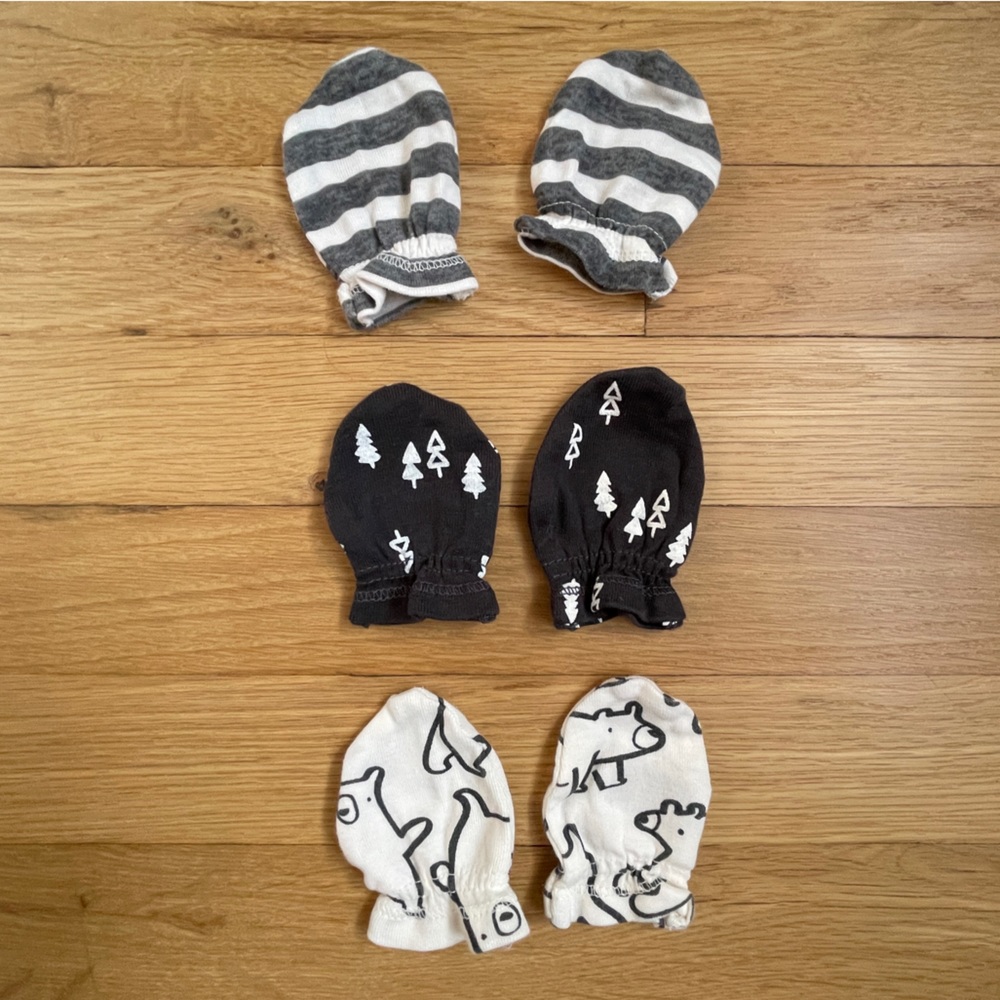Gerber Baby Boys' 3pk Newborn Mittens | 0-3 months | 100% cotton